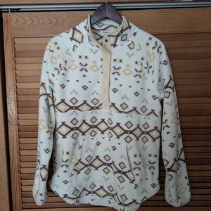 Kohls Sonoma Cream and Brown Fleece Pullover